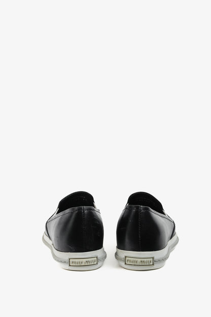 Miu Miu Black Metal-Cap-Toe Slip-On Sneakers