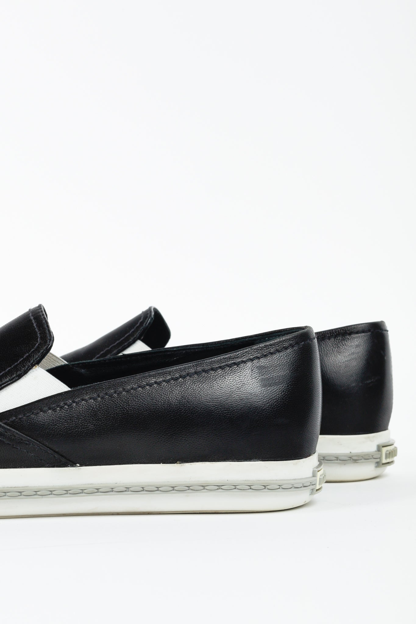 Miu Miu Black Metal-Cap-Toe Slip-On Sneakers