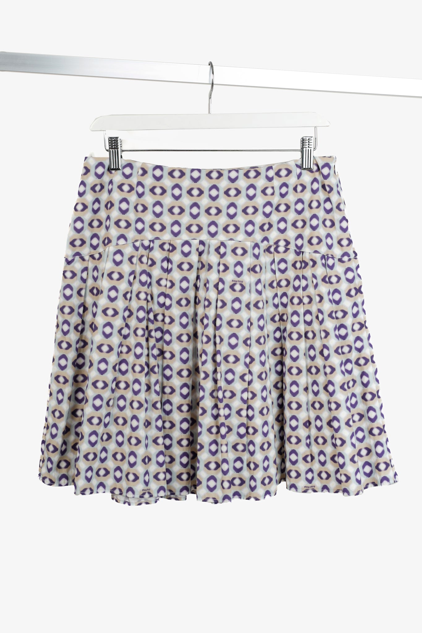 Miu Miu 2007 Taupe Geometric Print Skirt