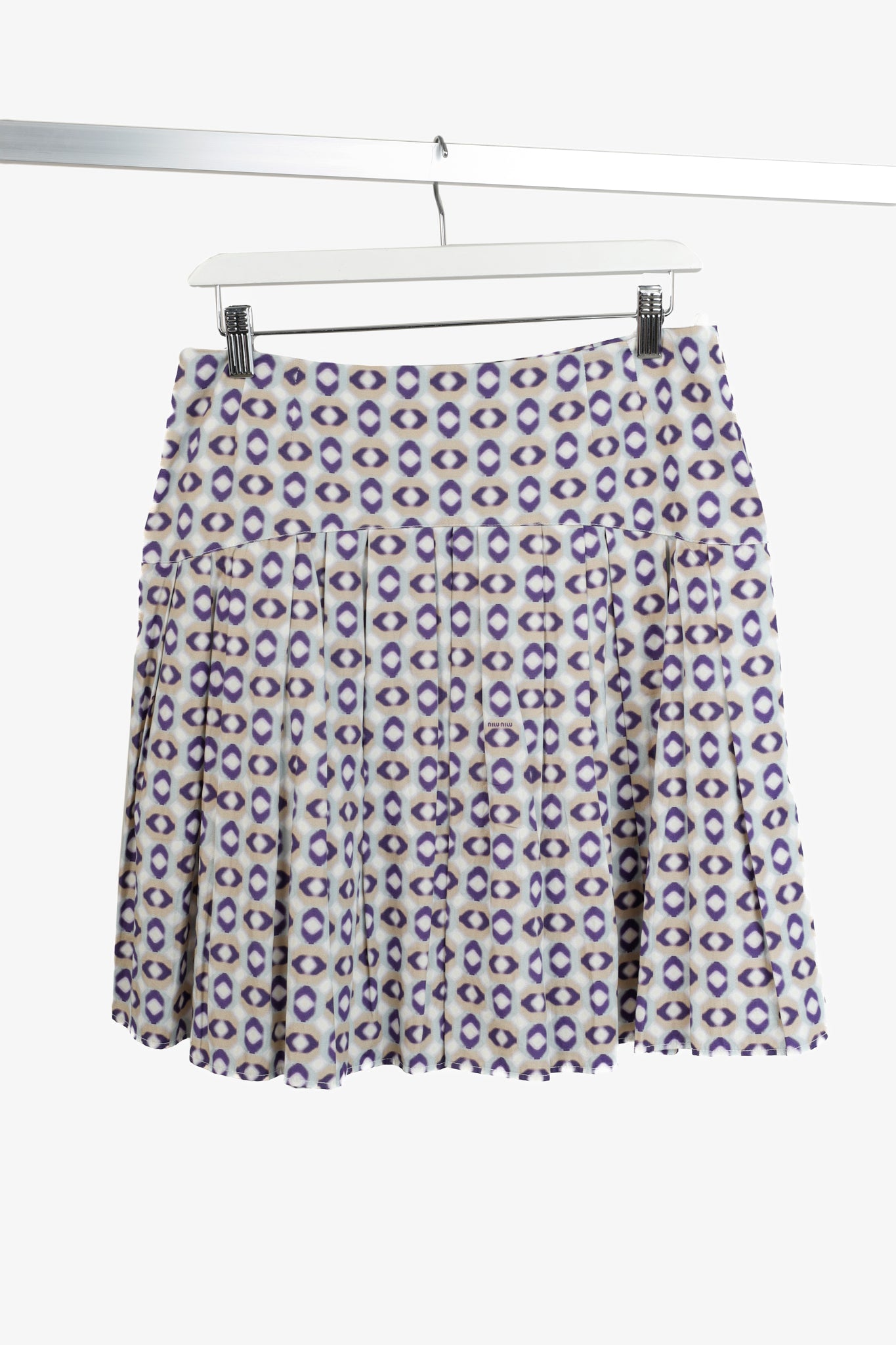 Miu Miu 2007 Taupe Geometric Print Skirt