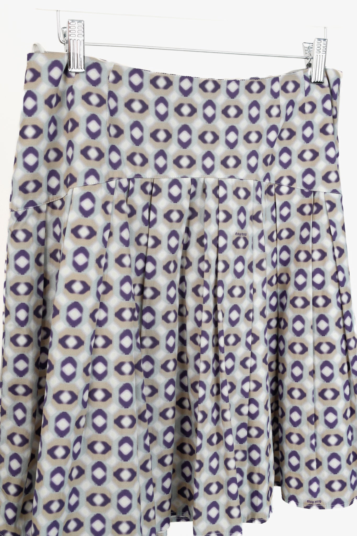 Miu Miu 2007 Taupe Geometric Print Skirt