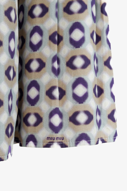 Miu Miu 2007 Taupe Geometric Print Skirt