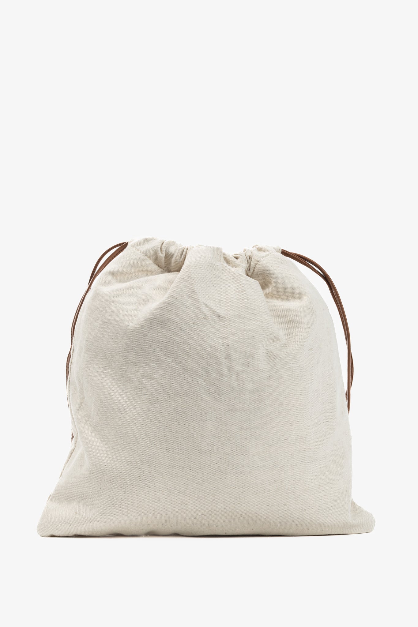 Miu Miu SS/24 Beige Canvas Logo-Embroidered Drawstring Pouch