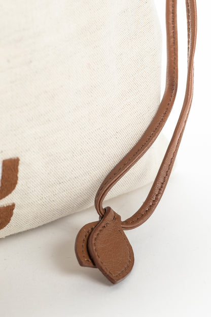 Miu Miu SS/24 Beige Canvas Logo-Embroidered Drawstring Pouch