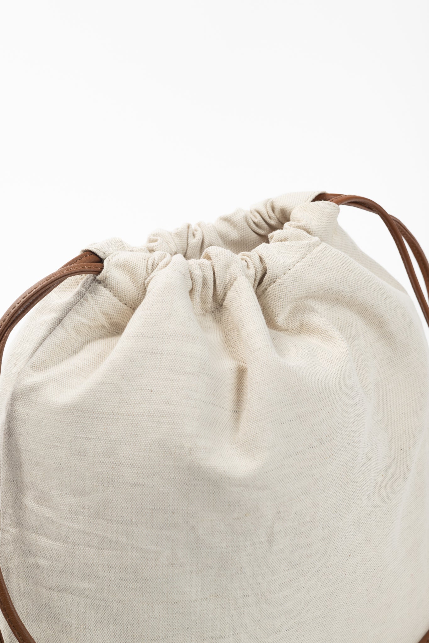 Miu Miu SS/24 Beige Canvas Logo-Embroidered Drawstring Pouch