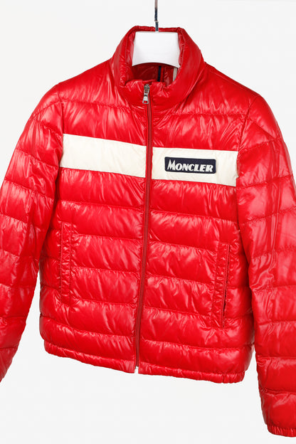 Moncler Petichet Red Stripe Bomber Down-Fill Puffer Jacket