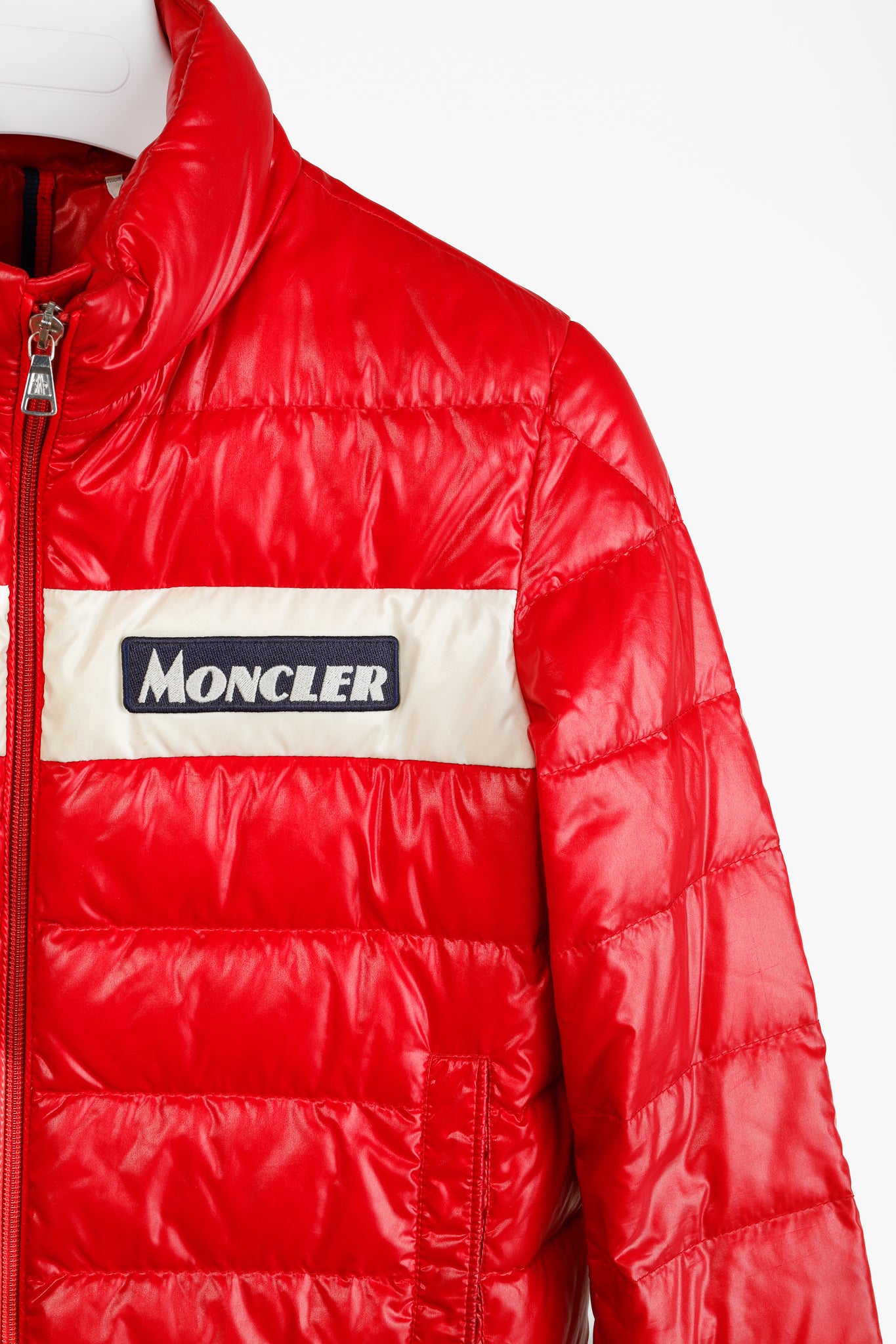 Moncler Petichet Red Stripe Bomber Down-Fill Puffer Jacket