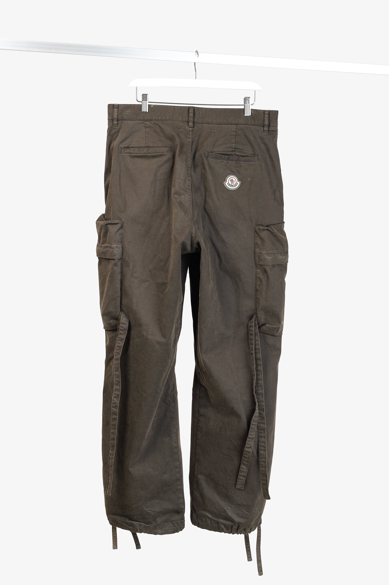 Moncler Military Khaki Green Wide-Leg Stretch-Cotton Cargo Trousers