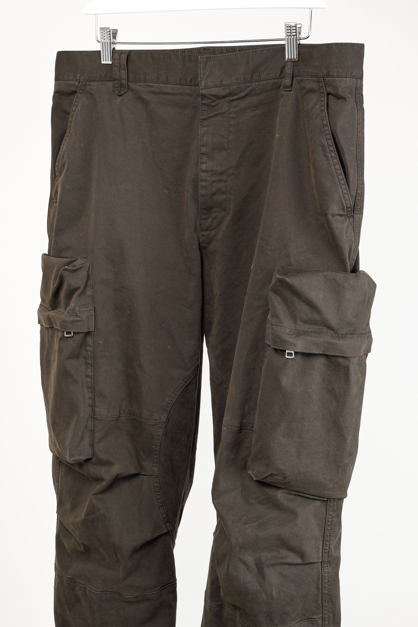 Moncler Military Khaki Green Wide-Leg Stretch-Cotton Cargo Trousers