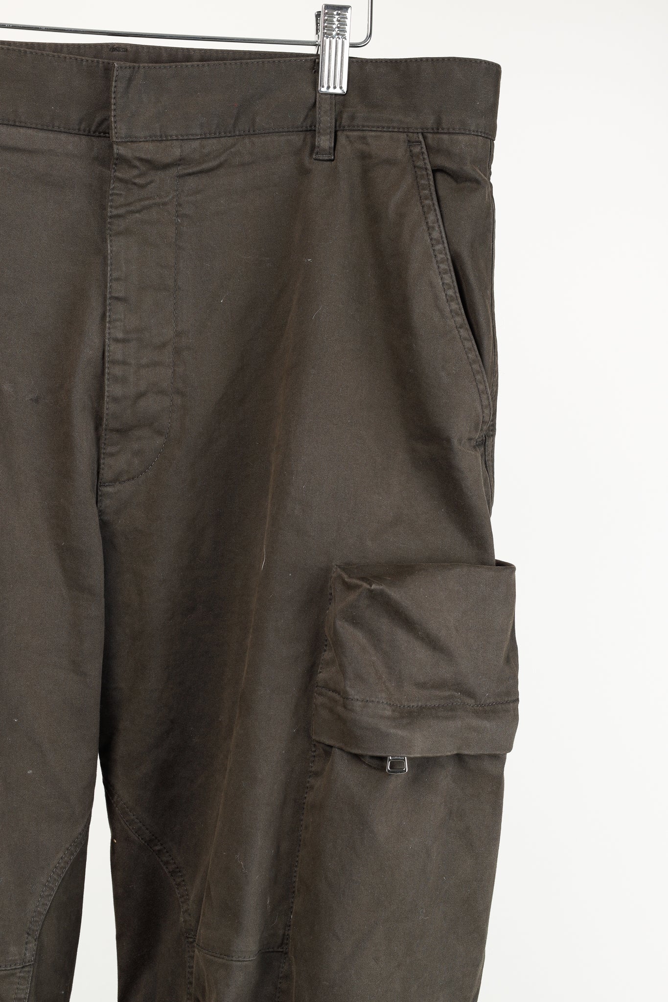 Moncler Military Khaki Green Wide-Leg Stretch-Cotton Cargo Trousers