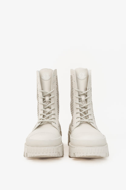 Moncler Carinne Beige Perforated Leather Lace-Up Boots