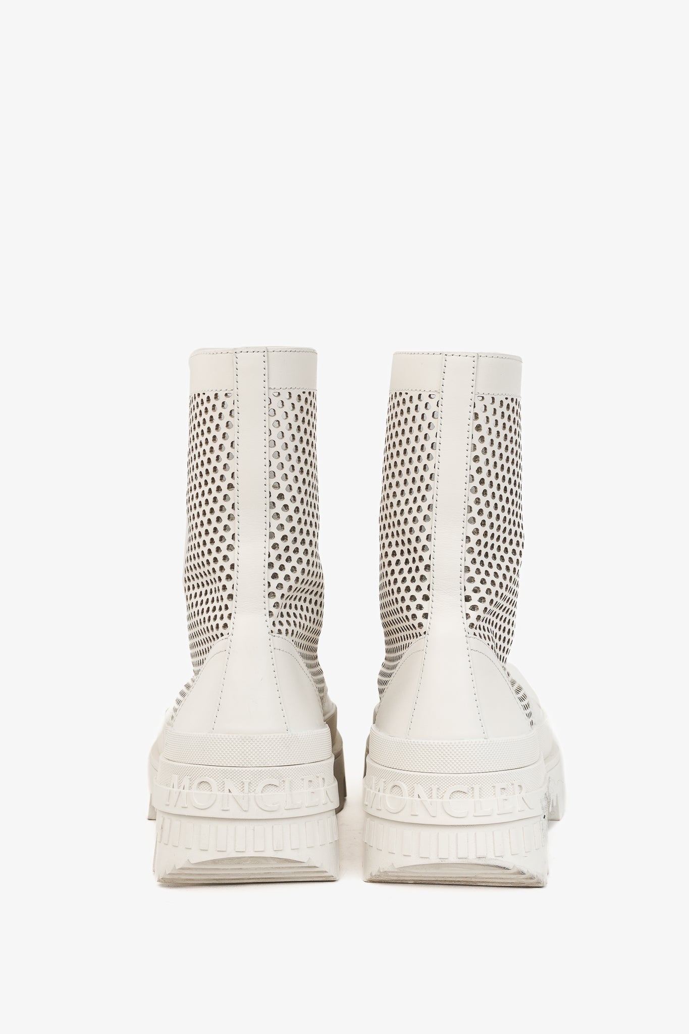 Moncler Carinne Beige Perforated Leather Lace-Up Boots