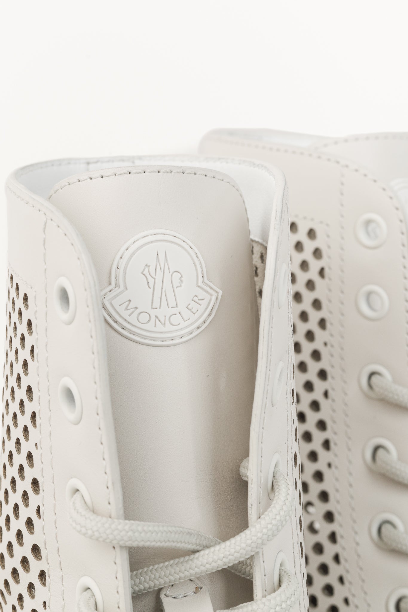 Moncler Carinne Beige Perforated Leather Lace-Up Boots