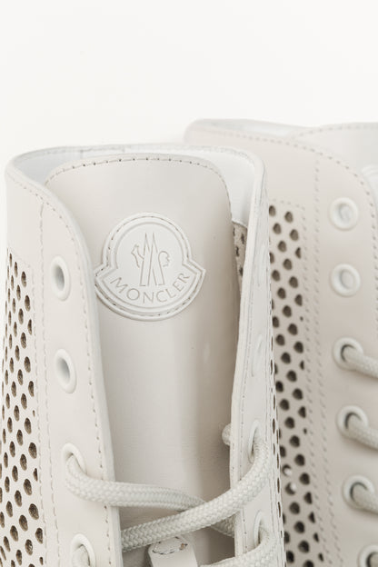 Moncler Carinne Beige Perforated Leather Lace-Up Boots