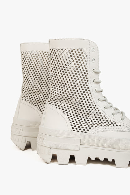Moncler Carinne Beige Perforated Leather Lace-Up Boots