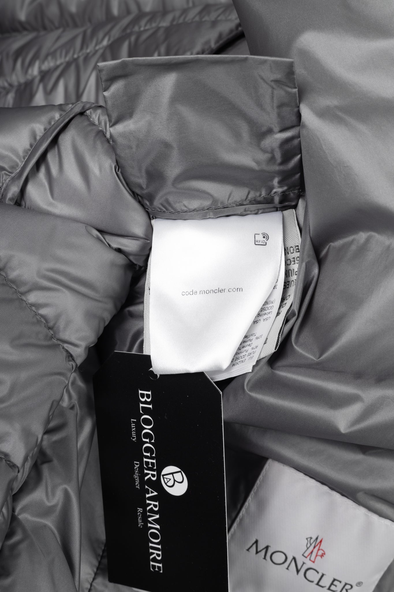 Moncler Longue Saison Bogue Grey Nylon Puffer Coat