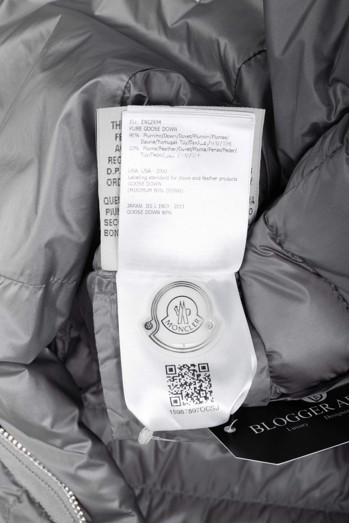 Moncler Longue Saison Bogue Grey Nylon Puffer Coat