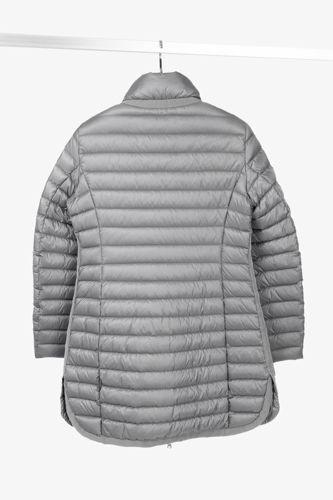 Moncler Longue Saison Bogue Grey Nylon Puffer Coat