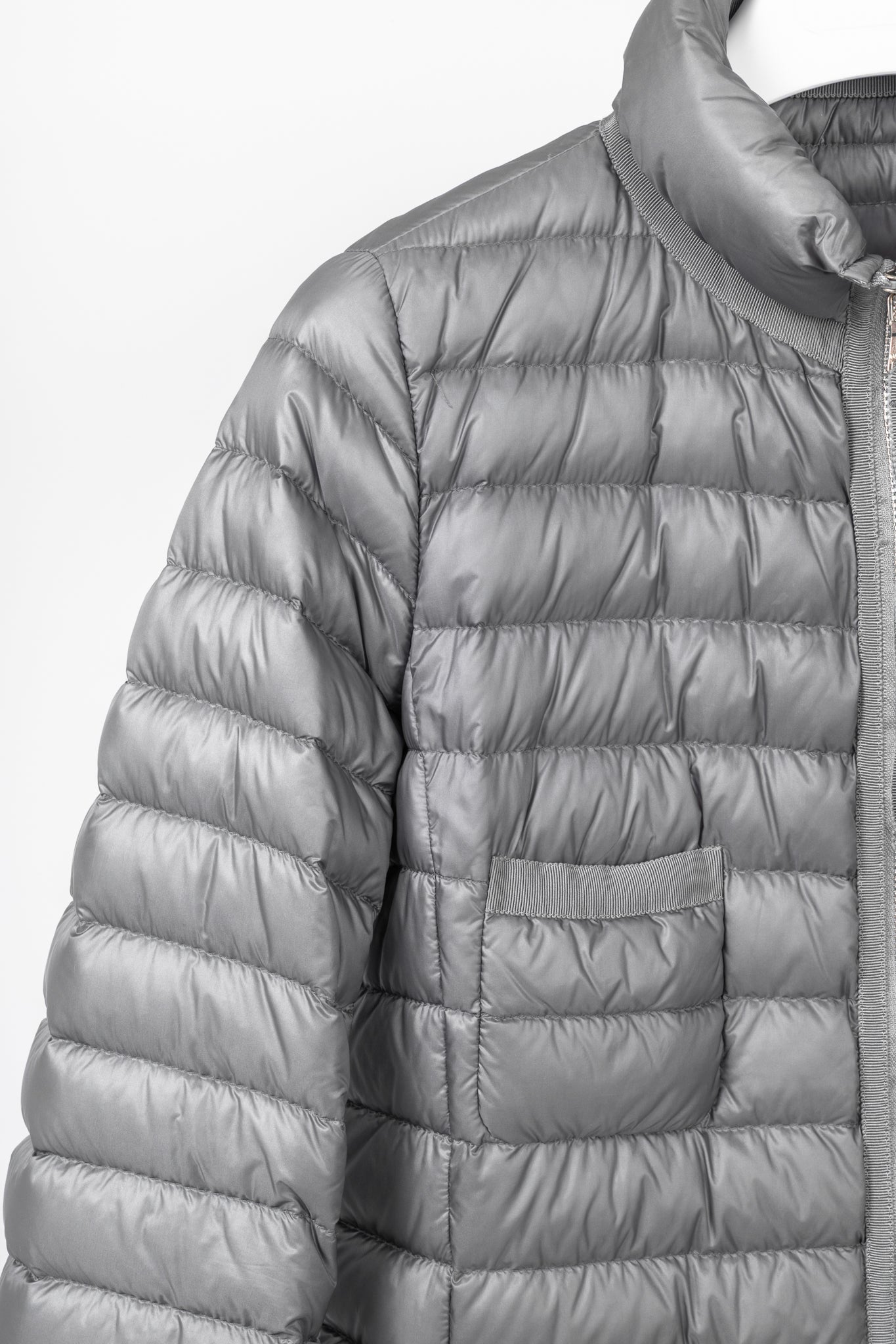 Moncler Longue Saison Bogue Grey Nylon Puffer Coat