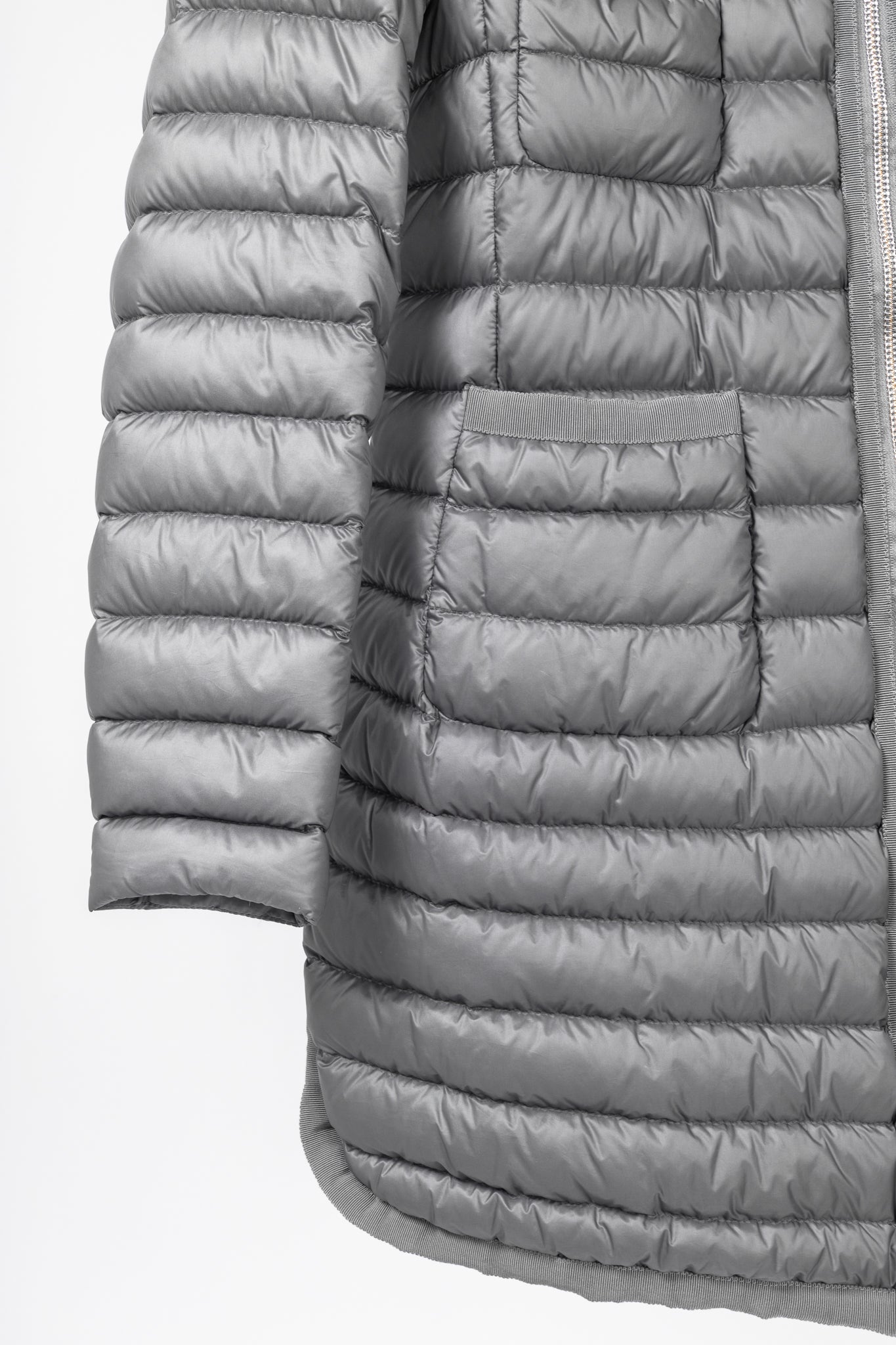 Moncler Longue Saison Bogue Grey Nylon Puffer Coat