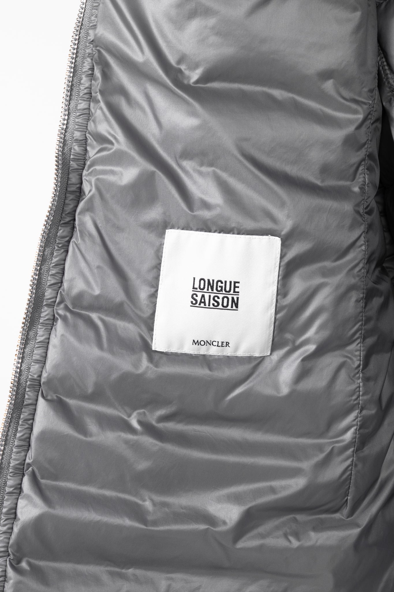 Moncler Longue Saison Bogue Grey Nylon Puffer Coat