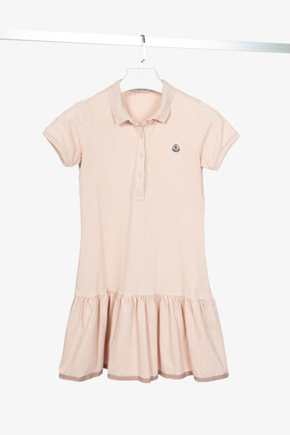 Moncler Pink Cotton-Pique Ruffle-Hem Polo Dress