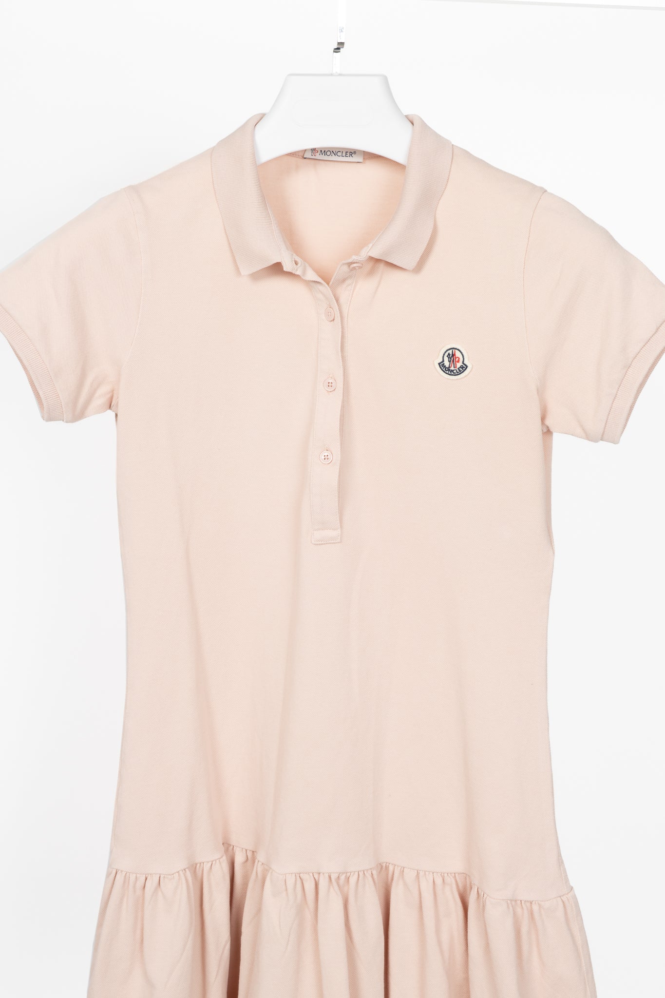 Moncler Pink Cotton-Pique Ruffle-Hem Polo Dress