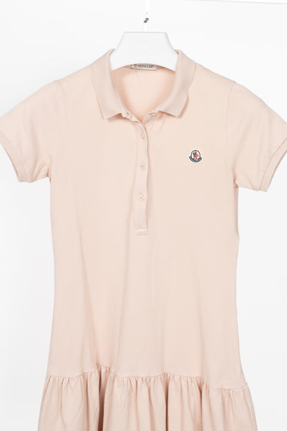 Moncler Pink Cotton-Pique Ruffle-Hem Polo Dress
