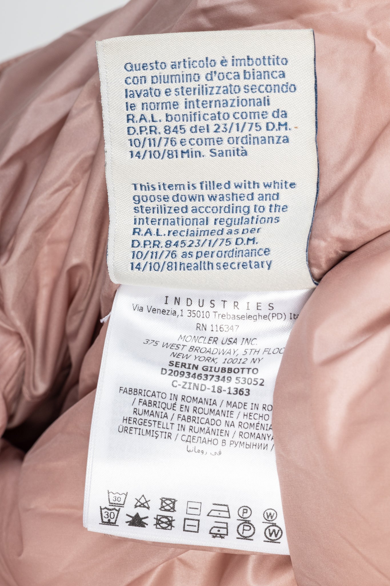 Moncler Serin Pink Quilted Hooded Down Jacket