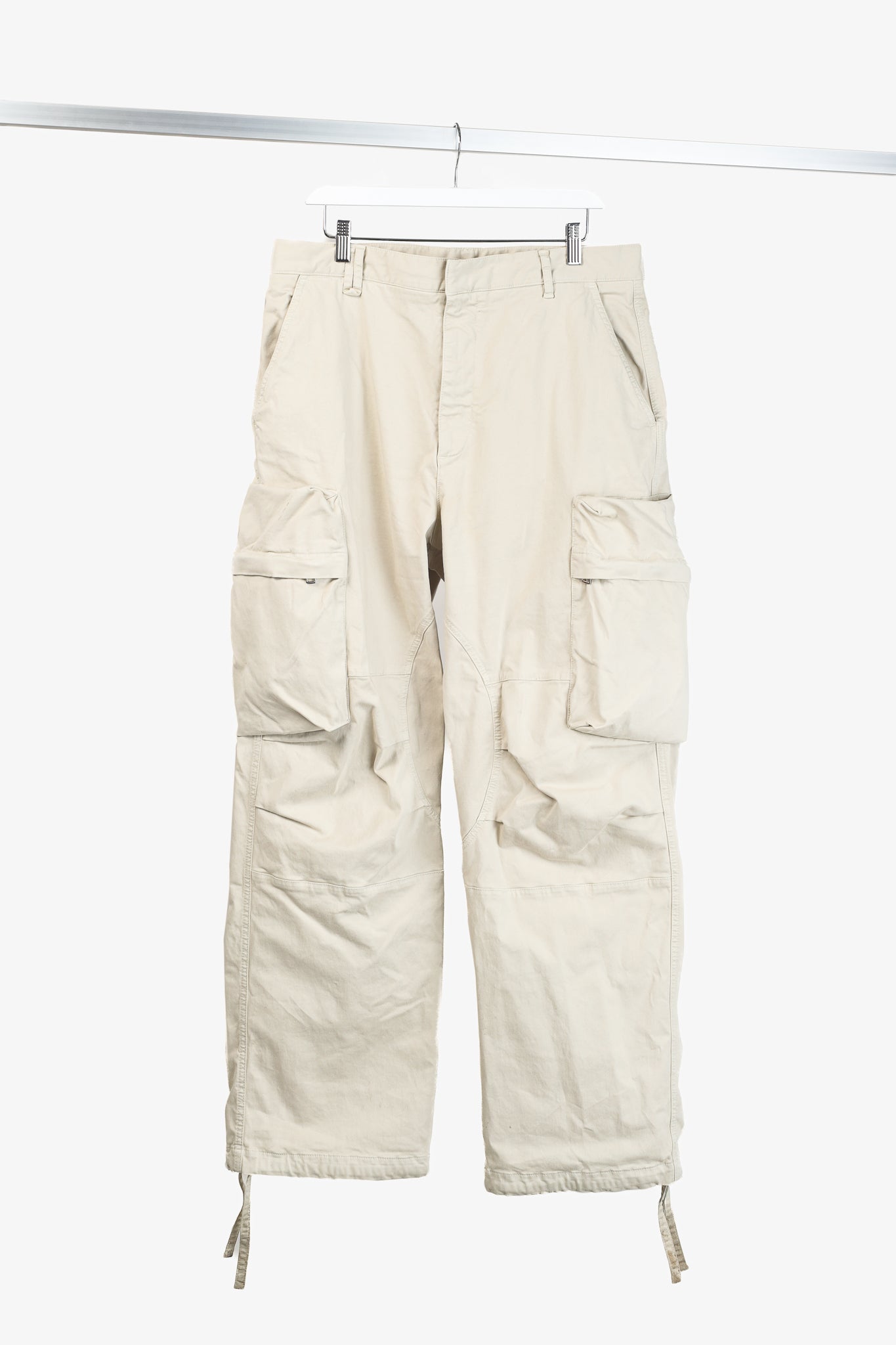 Moncler Light Beige Wide-Leg Stretch-Cotton Cargo Trousers