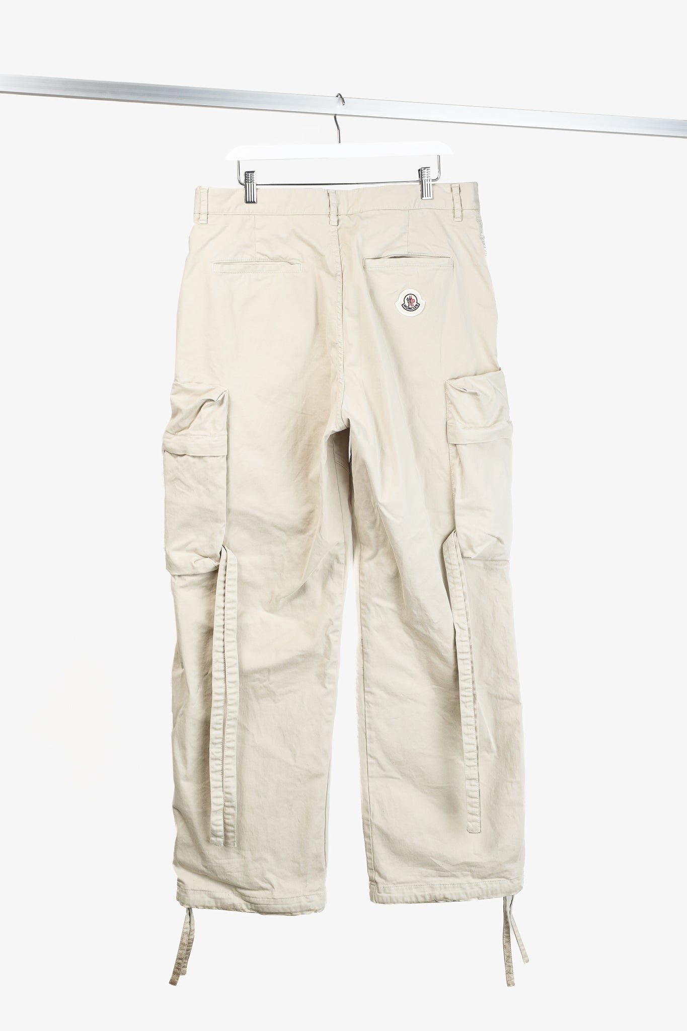 Moncler Light Beige Wide-Leg Stretch-Cotton Cargo Trousers