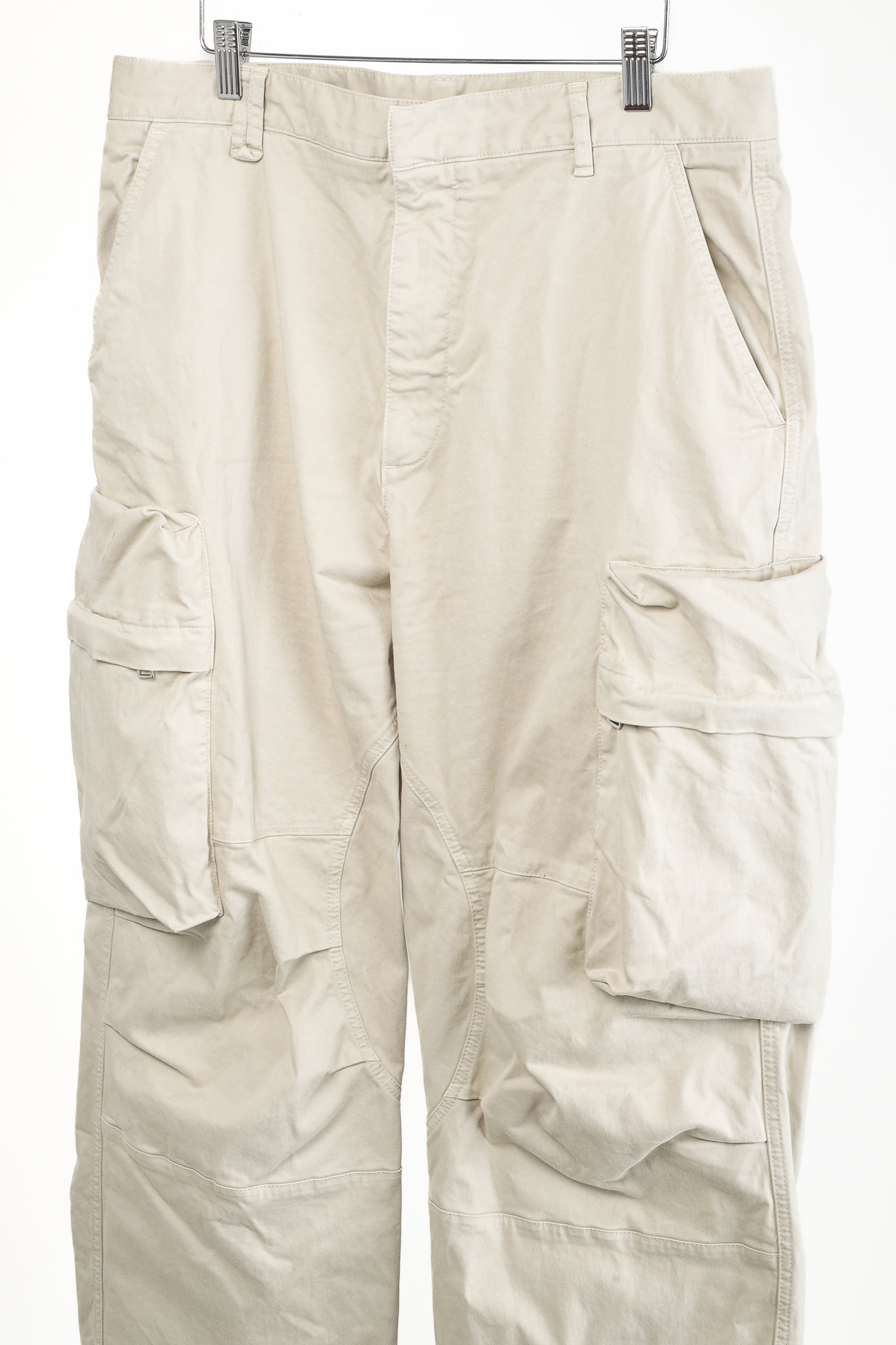 Moncler Light Beige Wide-Leg Stretch-Cotton Cargo Trousers