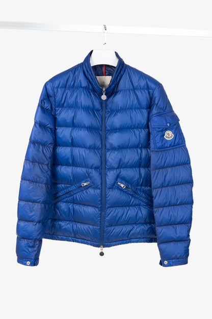 Moncler Longue Saison Agay Blue Quilted-Nylon Puffer Jacket