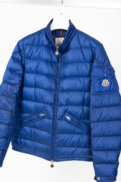 Moncler Longue Saison Agay Blue Quilted-Nylon Puffer Jacket