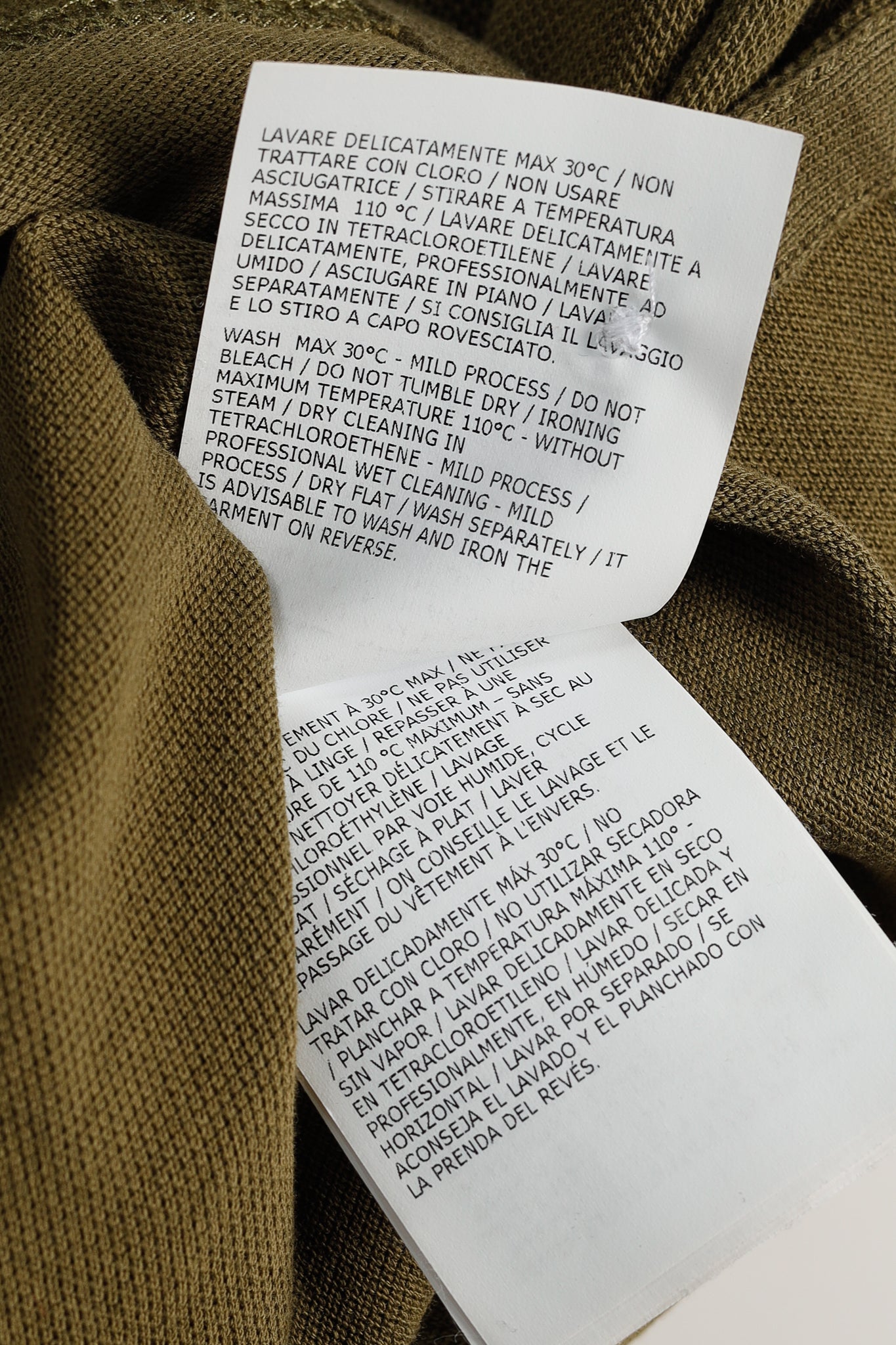 Moncler Maglia Polo Manica Corta Khaki Tricolour-Trimmed Organic Cotton Polo Shirt
