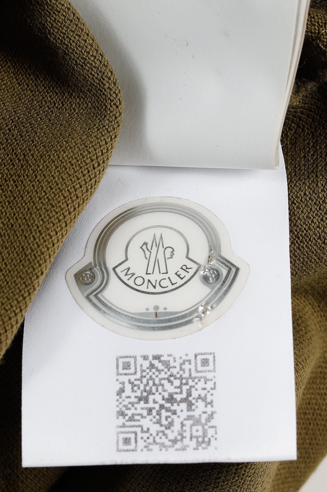 Moncler Maglia Polo Manica Corta Khaki Tricolour-Trimmed Organic Cotton Polo Shirt
