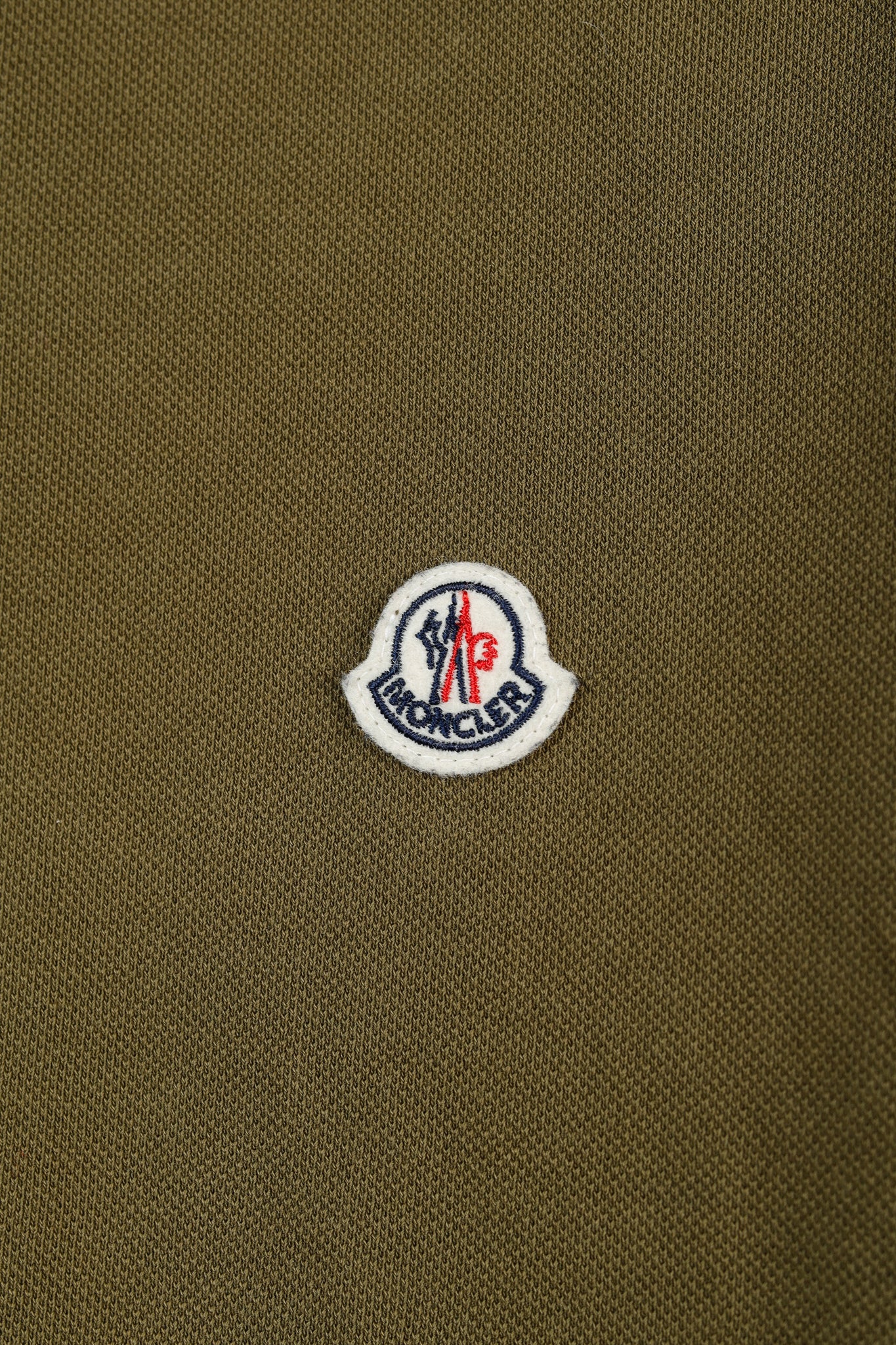 Moncler Maglia Polo Manica Corta Khaki Tricolour-Trimmed Organic Cotton Polo Shirt