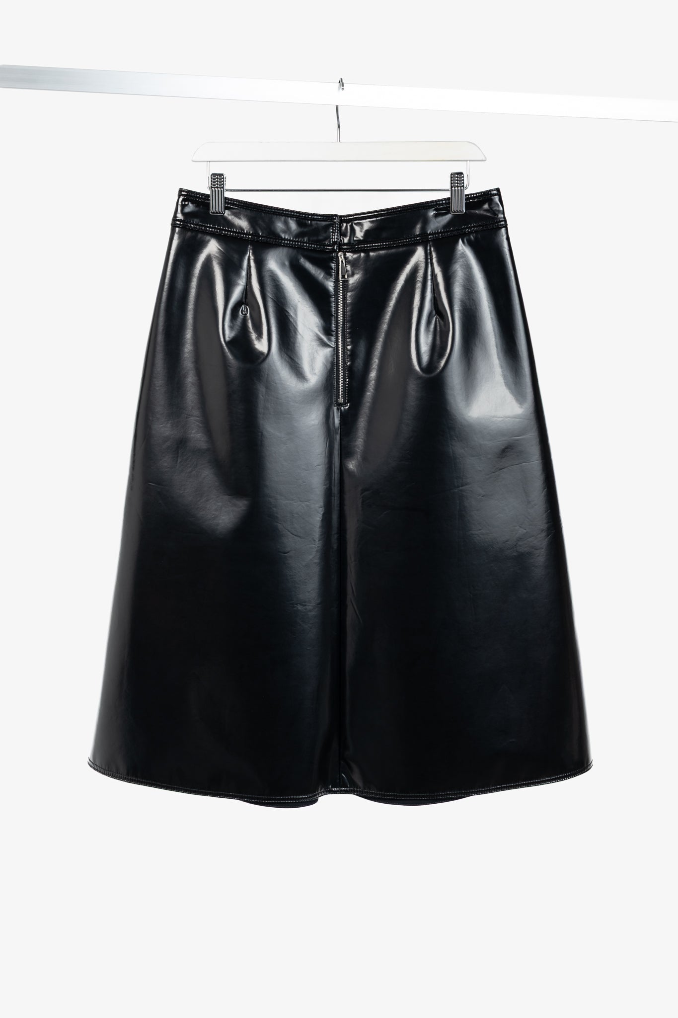 Moncler Genius 2 Moncler 1952 Black Faux-Leather A-Line Midi Skirt