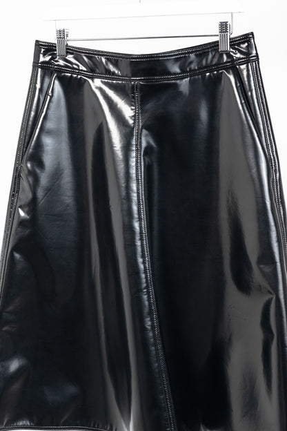 Moncler Genius 2 Moncler 1952 Black Faux-Leather A-Line Midi Skirt