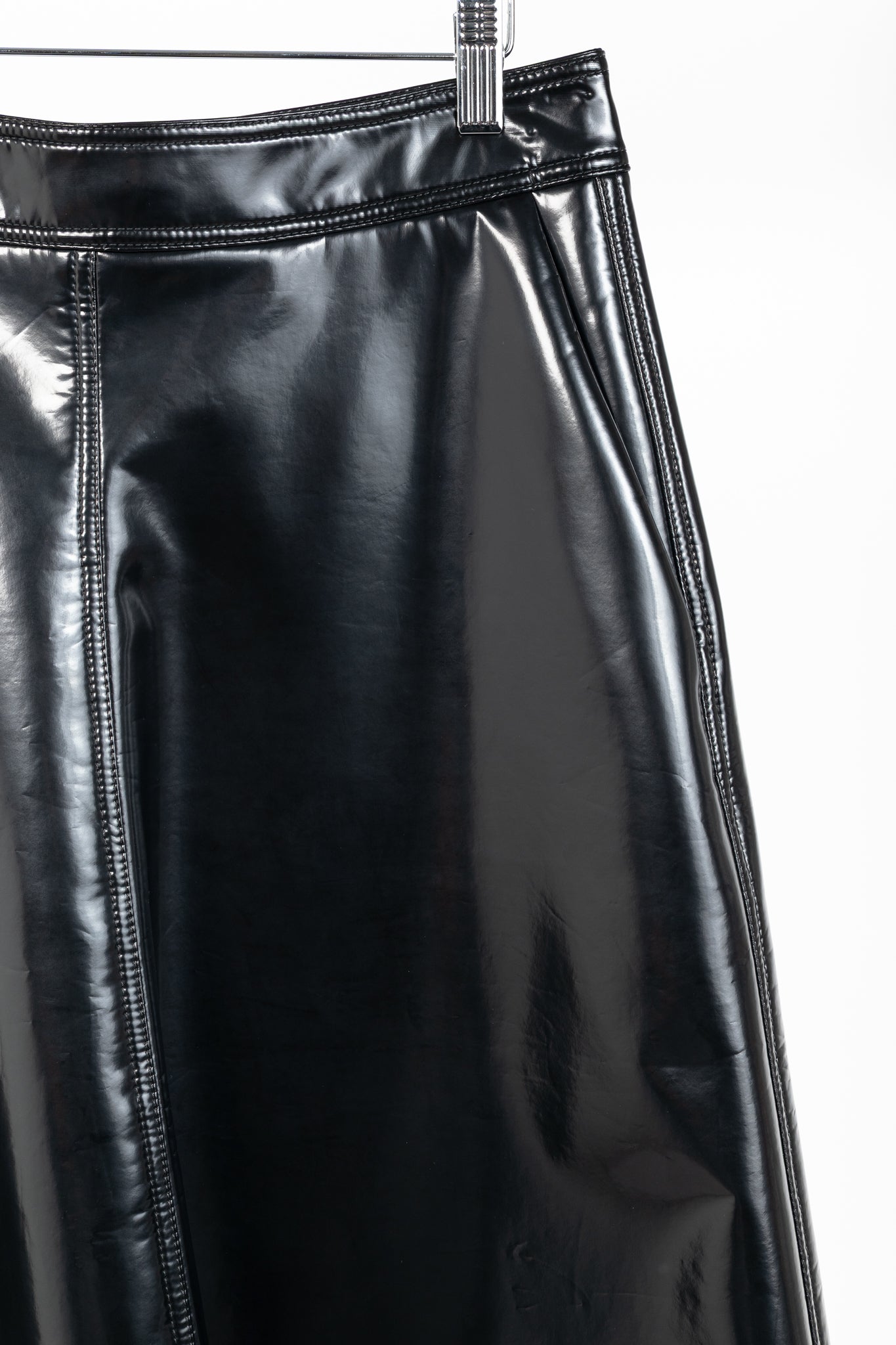 Moncler Genius 2 Moncler 1952 Black Faux-Leather A-Line Midi Skirt