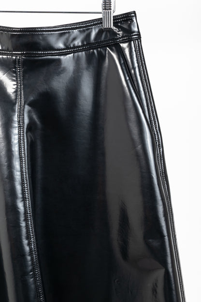 Moncler Genius 2 Moncler 1952 Black Faux-Leather A-Line Midi Skirt