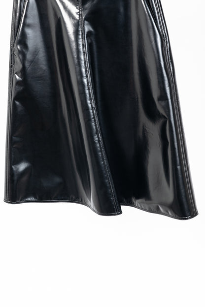 Moncler Genius 2 Moncler 1952 Black Faux-Leather A-Line Midi Skirt