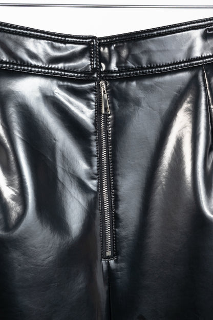 Moncler Genius 2 Moncler 1952 Black Faux-Leather A-Line Midi Skirt