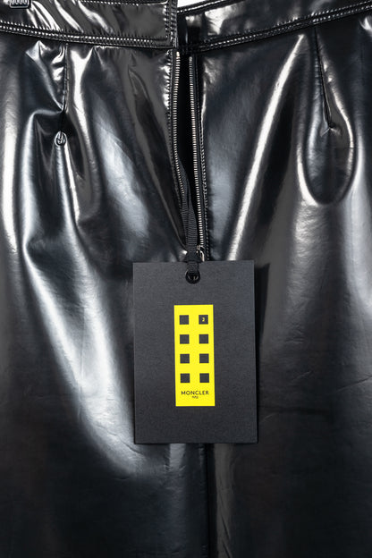 Moncler Genius 2 Moncler 1952 Black Faux-Leather A-Line Midi Skirt