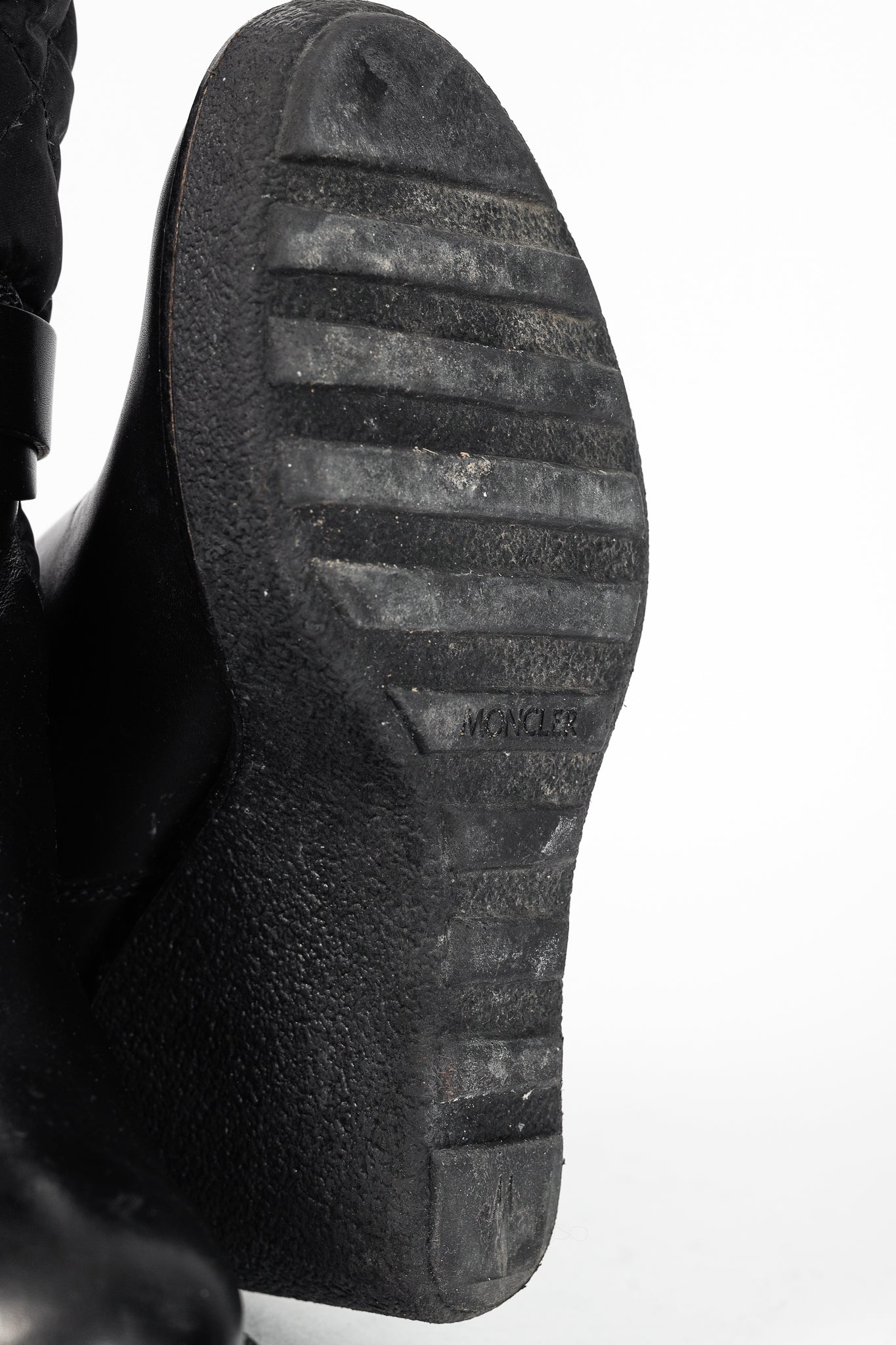 Moncler New Cernobbio Black Quilted Leather Wedge Boots