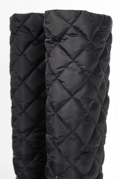 Moncler New Cernobbio Black Quilted Leather Wedge Boots