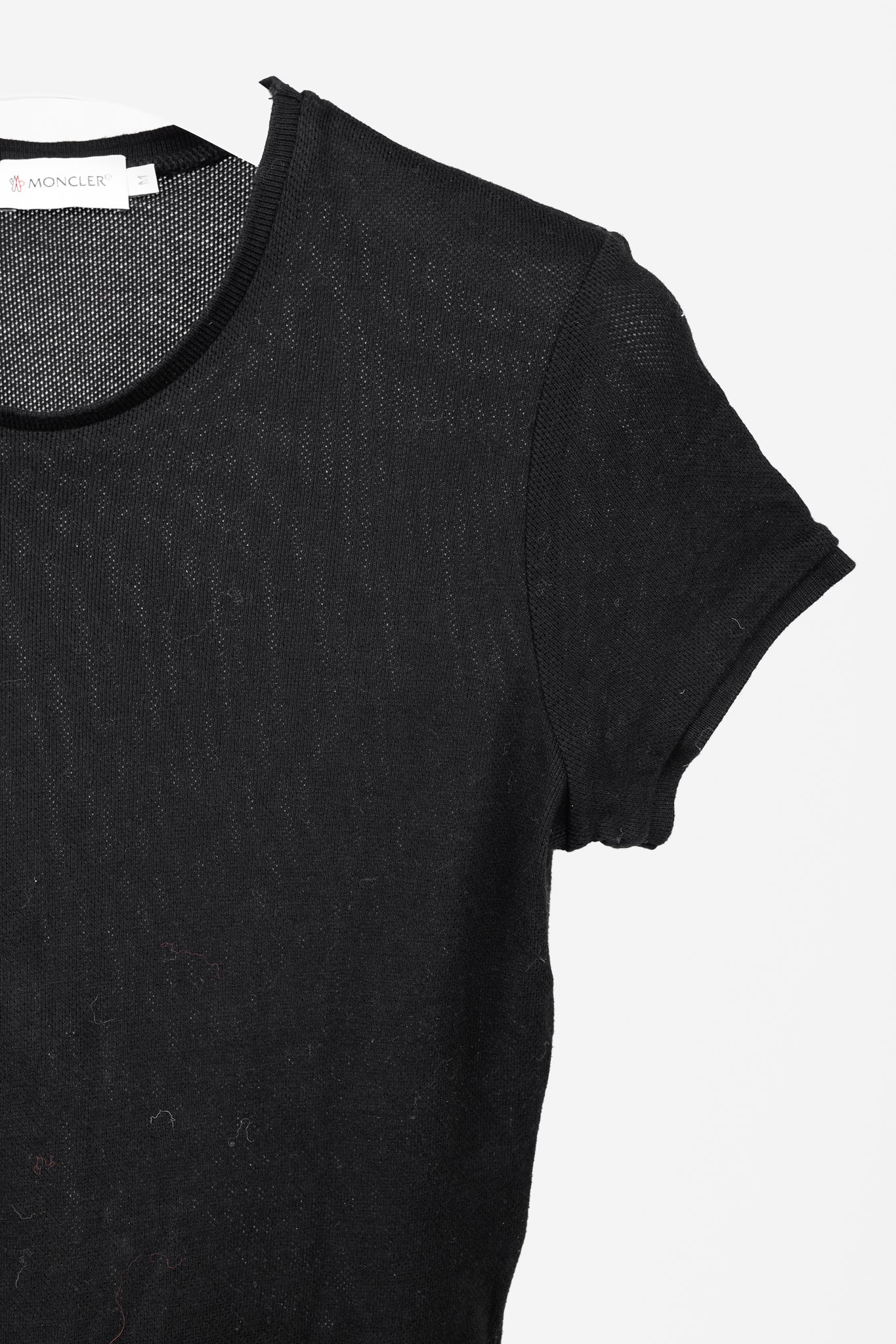 Moncler Black Cotton Ruffled Peplum T-Shirt