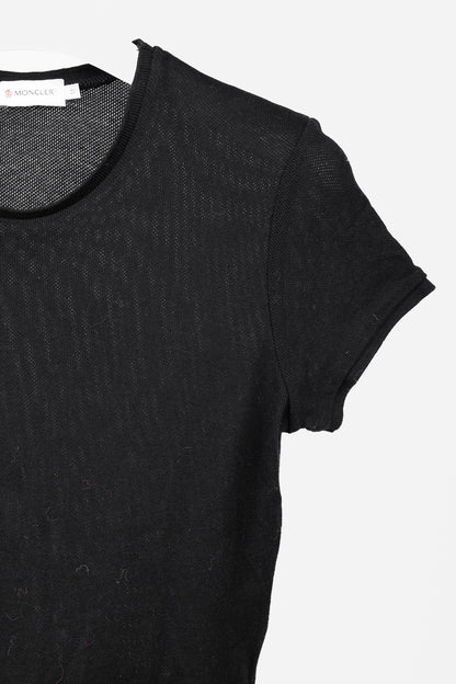 Moncler Black Cotton Ruffled Peplum T-Shirt