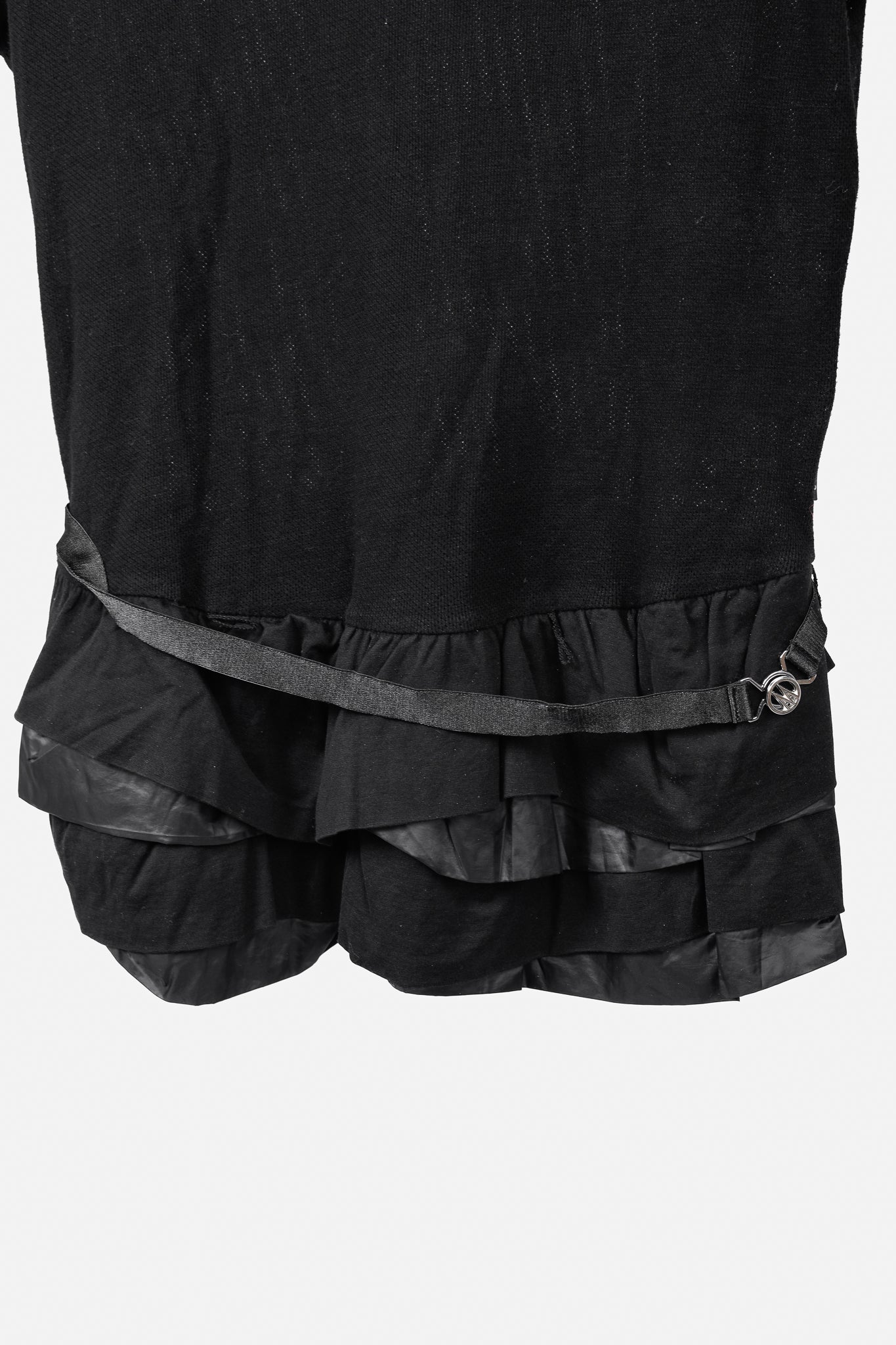 Moncler Black Cotton Ruffled Peplum T-Shirt