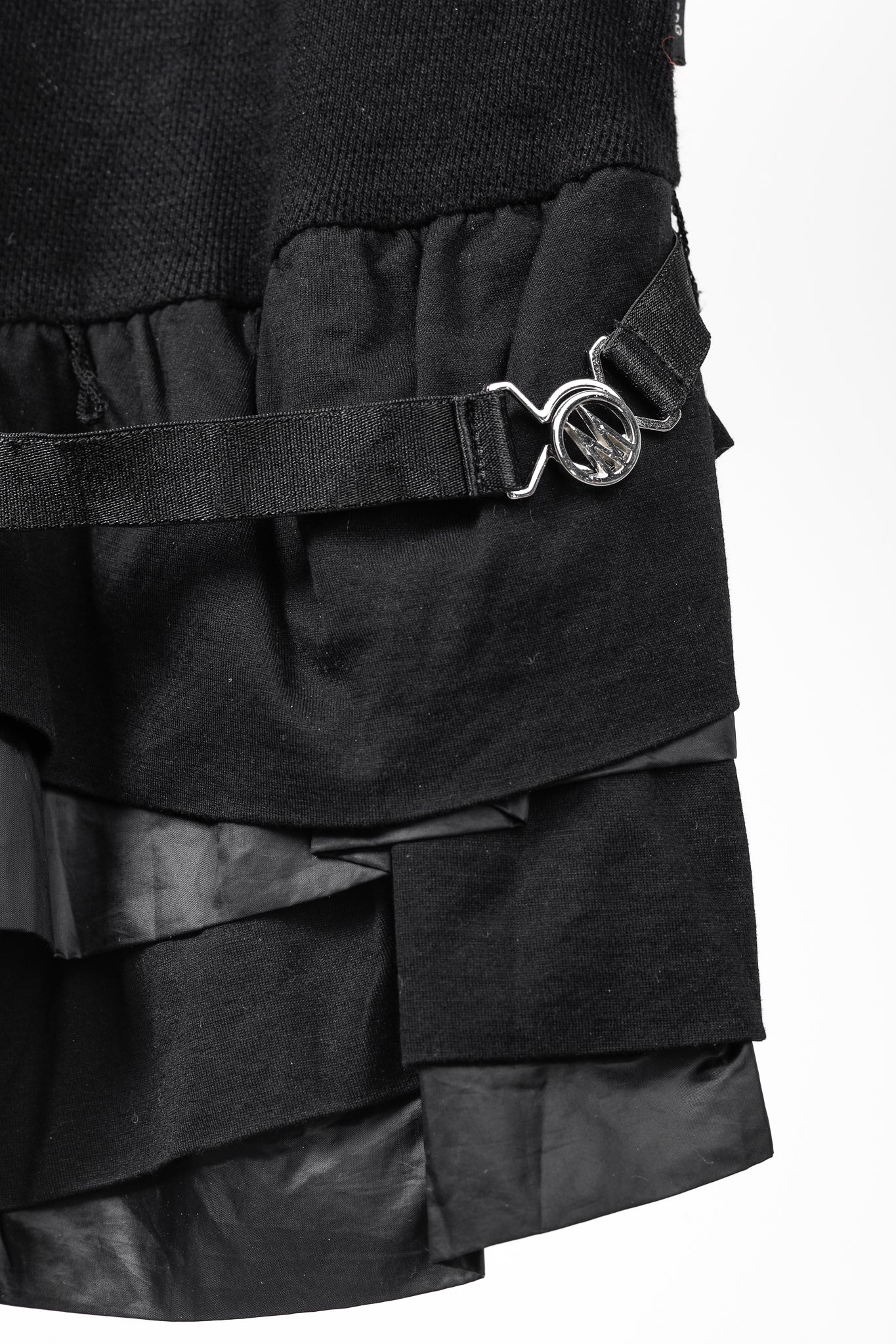 Moncler Black Cotton Ruffled Peplum T-Shirt